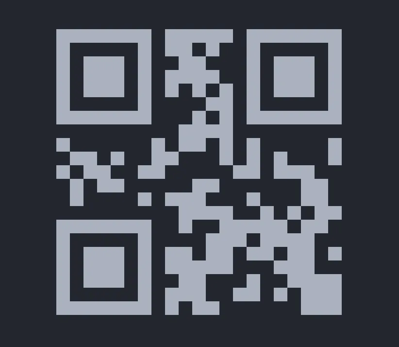 A QR code drawn with UTF-8 block characters in a dark terminal.